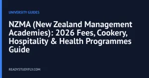 NZMA (New Zealand Management Academies): 2026 Fees, Cookery, Hospitality & Health Programmes Guide cover image